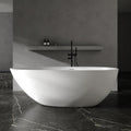 67' Stone Resin Freestanding Tub, Oval Solid Surface Bathroom Freestanding Bathtub, Thin Edge Stand Alone Tub with Integrated Slotted Overflow and Pop-up Drain, White 302-1700