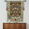 Vintage Medieval Tapestry, William Morris Birds and Flowers, Jacquard Woven Tapestry Wall Hanging for Living Room (Burgundy)
