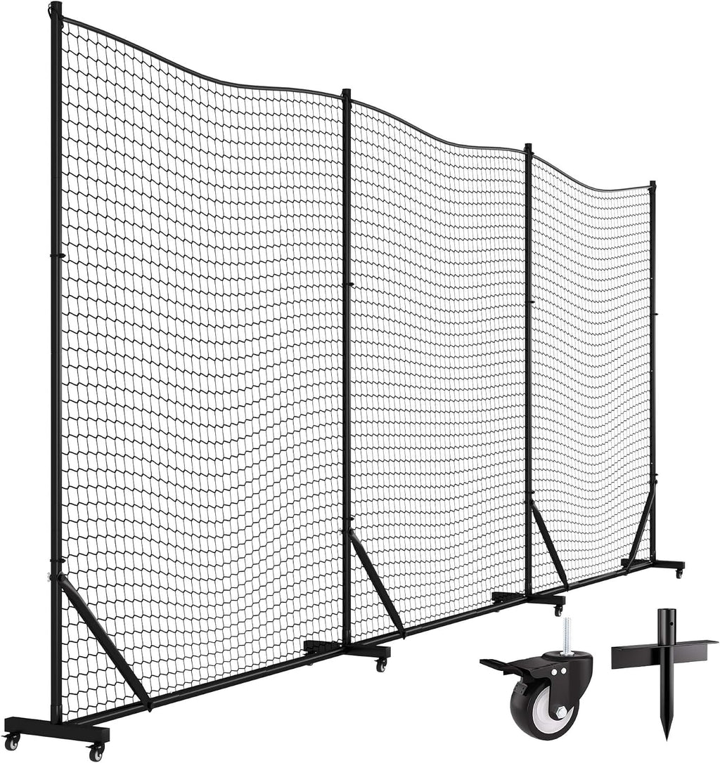 MR Ball Stop Net System, Movable Heavy Duty Backstop Net, 2 in 1 Multi-Sport Stop Netting, Ball Barrier Sports Practice Barrier Net for Professional, College and Grade School Training
