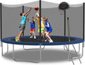 Tranpoline 10FT 12FT 14FT 16FT Tranpoline for Kids with Safety Enclosure Net Recreational Tranpoline for Adults ASTM Approval Backyard Outdoor Tranpoline with Basketball Hoop