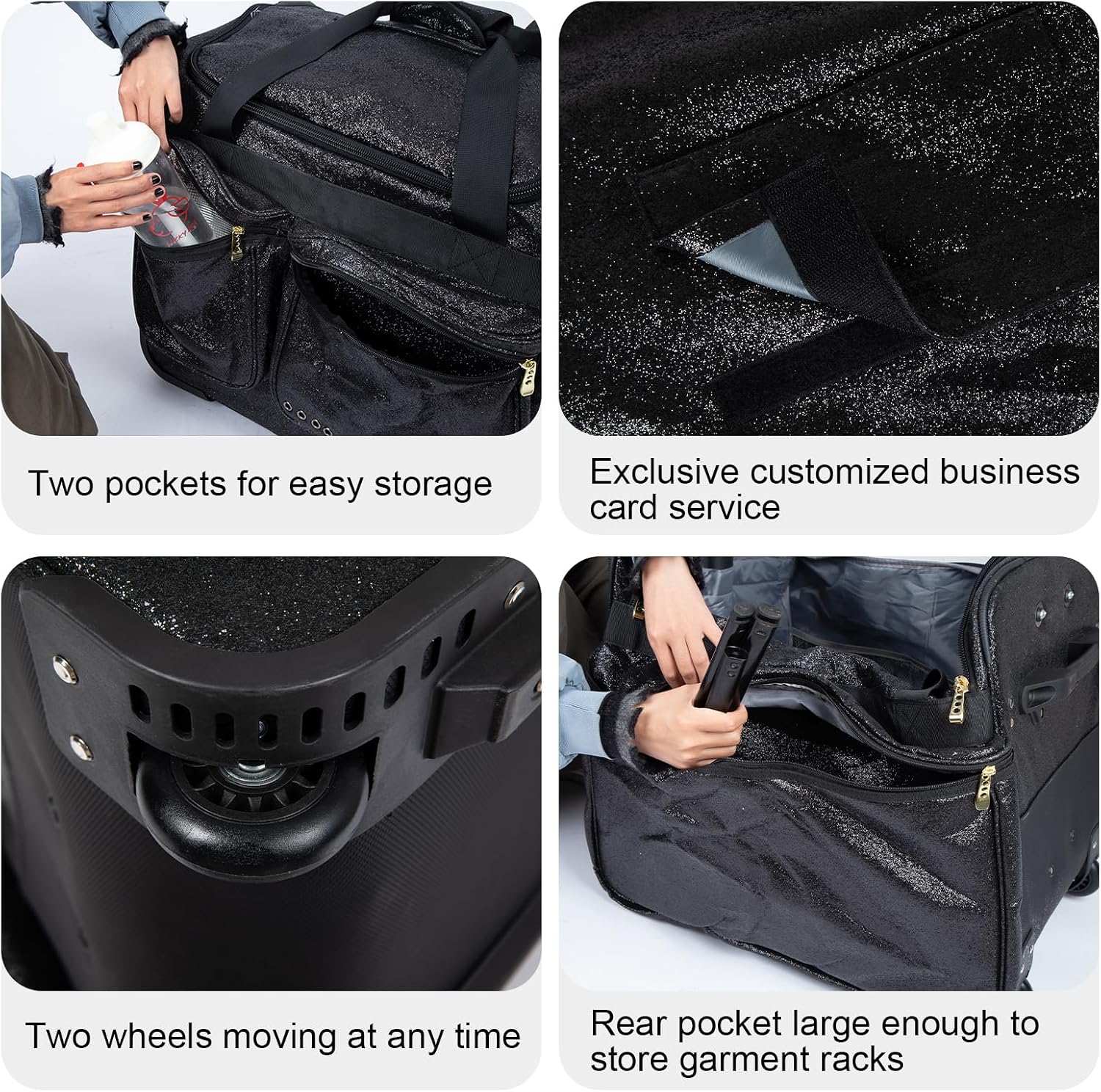 23 Inch Dance Bag with Garment Rack Garment Cover, Costumes Rolling Garment Duffel Bags for Travel & Dancer, Competition Bag with Wheels