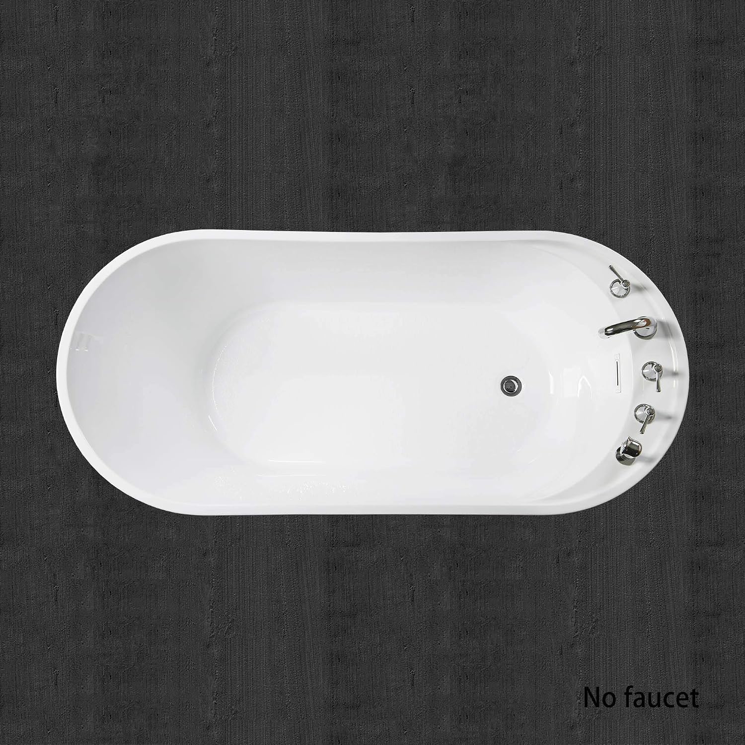 WOODBRIDGE 59' Acrylic Freestanding Bathtub Contemporary Soaking Tub with Chrome Overflow and Drain BTA0083-C,White