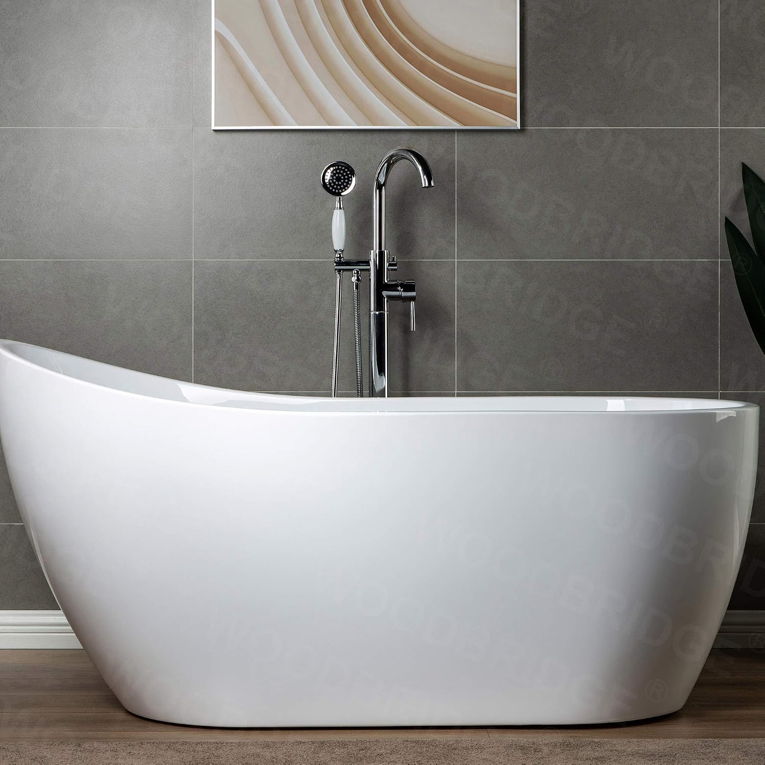 WOODBRIDGE WOODBRIDGEE Contemporary Single Handle Floor Mount Freestanding Tub Filler Faucet with Hand Shower in (Chrome) Finish,F0002-CHVT, Chorme I