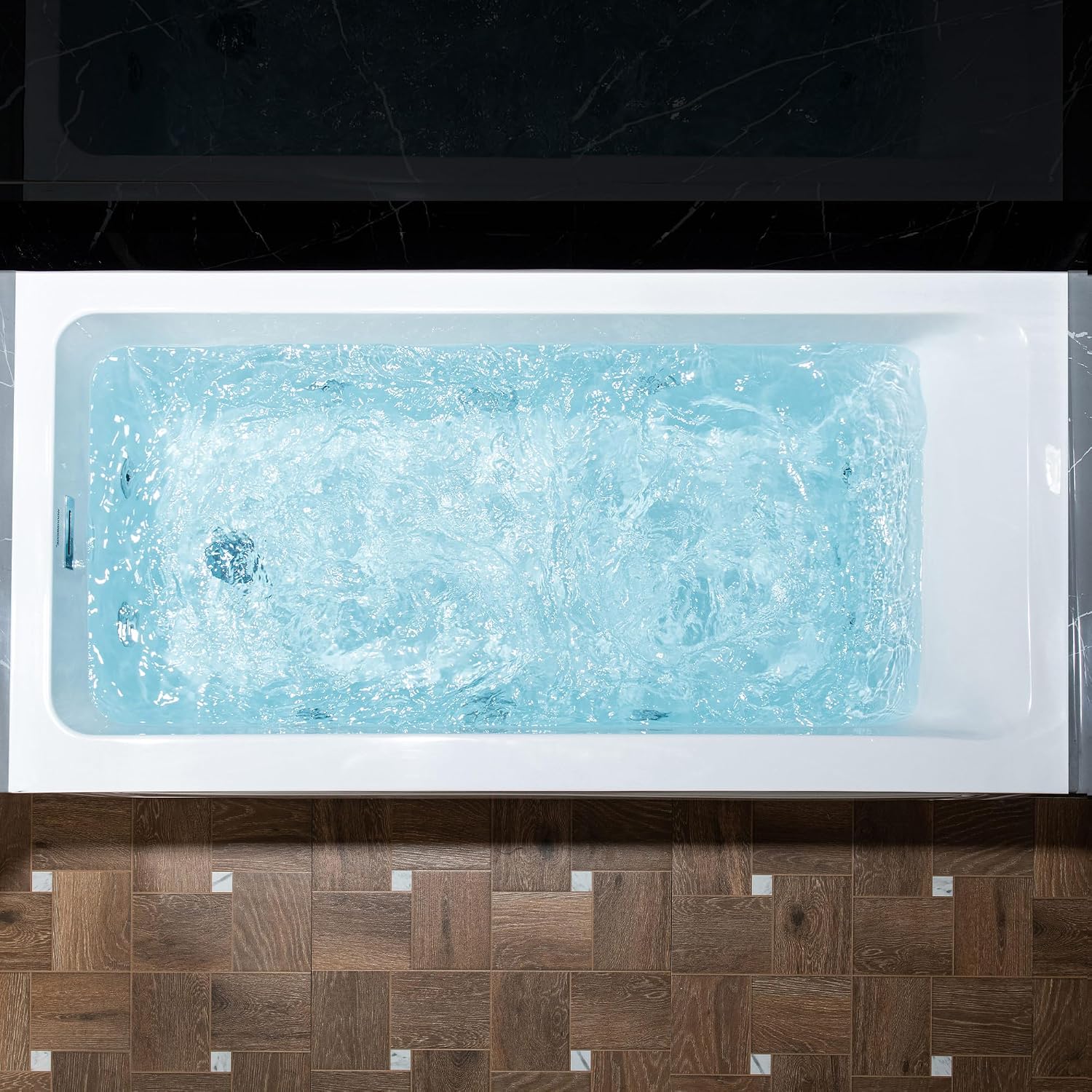 WOODBRIDGE 60' x 30' Alcove Acrylic Rectangular Whirlpool Heated Jetted Tub in White with Left Drain, Polished Chrome Finish, BS428-L-CH01
