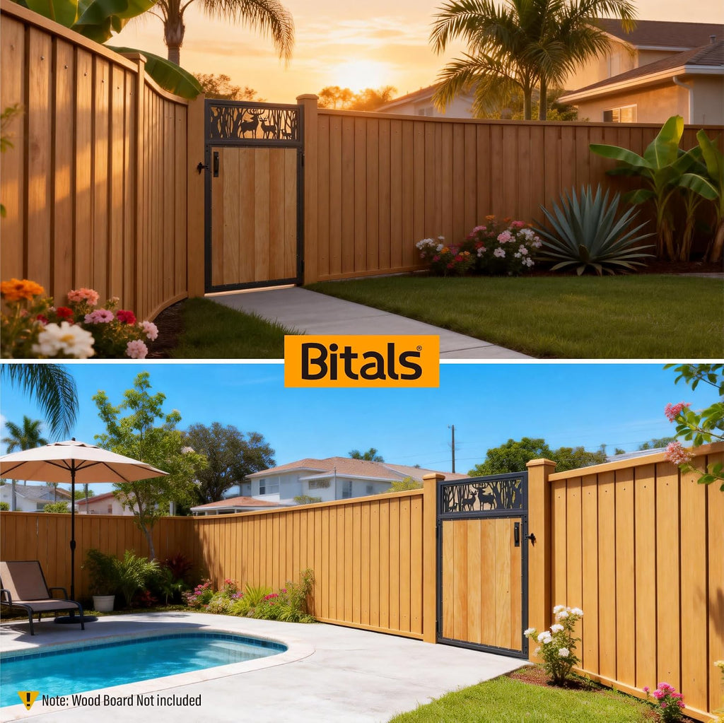 3x5FT Fence Gate Frame Kit 201 Stainless Steel Anti-Sag Heavy Duty Garden Gate Reinforcement Hardware, Left/Right Mount (No Panels Included)(34.8'W X 59'H)