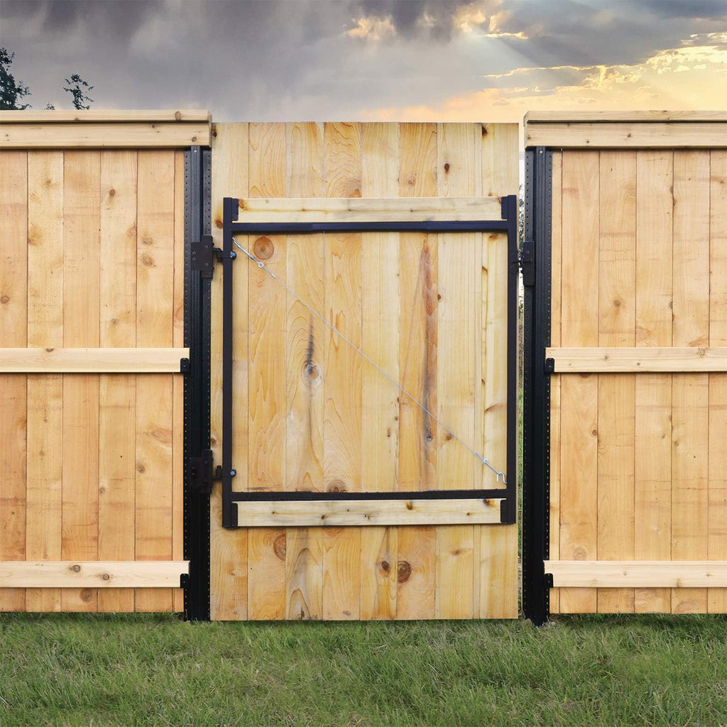 Adjust-A-Gate Full Frame Gate Fence Kit, Fits 36-60' Openings & Up to 5-6', Black - Heavy-Duty Outdoor Reinforcement & Accessories for Gates and Fences