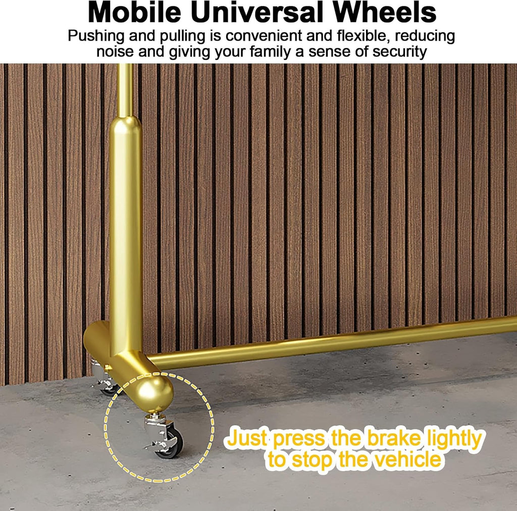 Sturdy Rolling Garment Rack with Wheels - Portable Clothing Organizer for Bedroom & Living Room