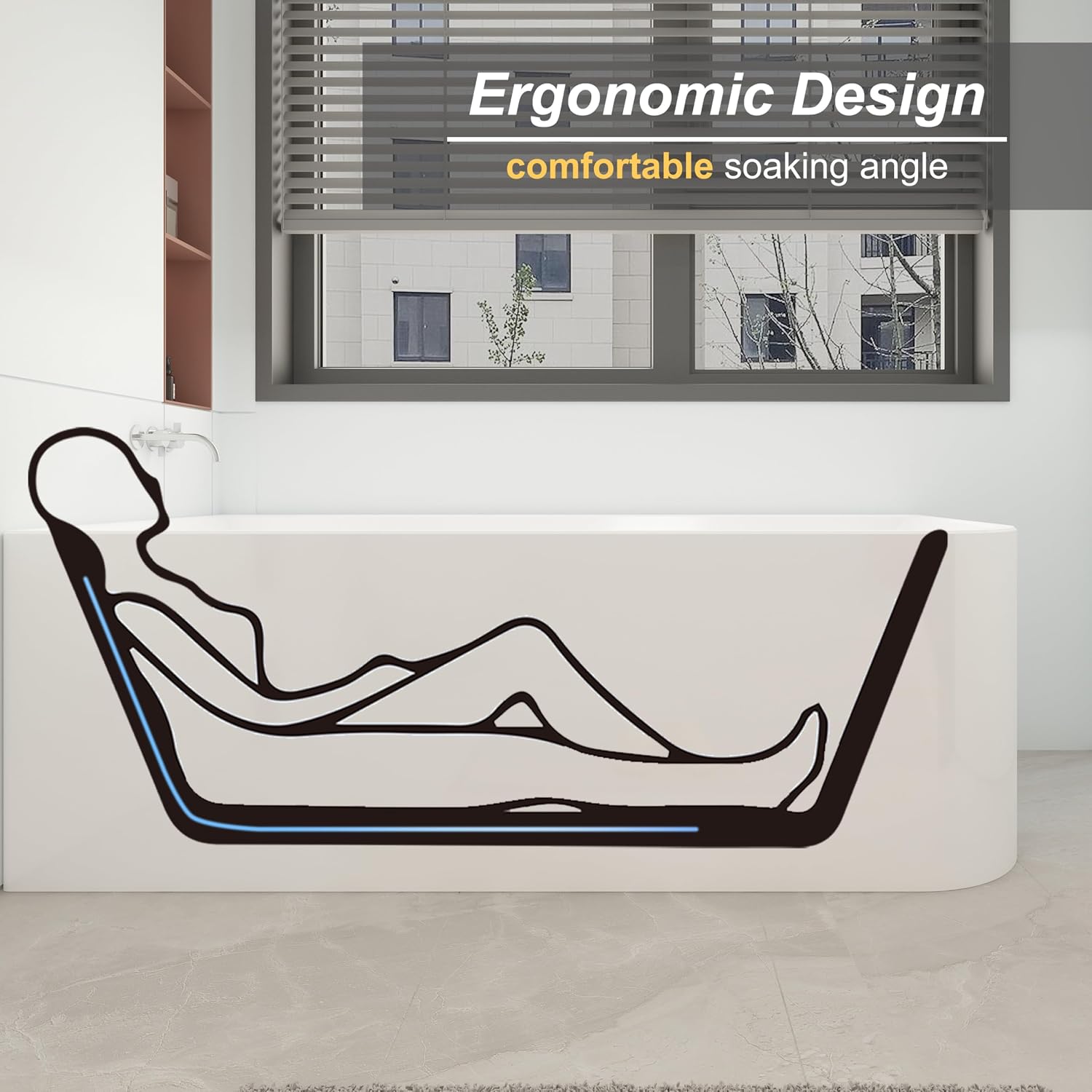 67 inch Corner Wave Style Left Drain Freestanding Soaking Bathtub, Modern Stand Alone Free Standing Acrylic Tub with Left Hand Drain & Overflow, Glossy White