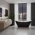 67 inch Acrylic Freestanding Bathtub,Black Exterior White Interior, Deep Soaking Tub to Soothe Muscles & Relax, Free Standing Bathtub for Bathroom
