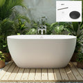 FerdY 59' Acrylic Freestanding Bathtub, Contemporary Soaking tub with Matte Black Drain & Overflow, Elegant Oval Shape, cUPC Certified, Bali