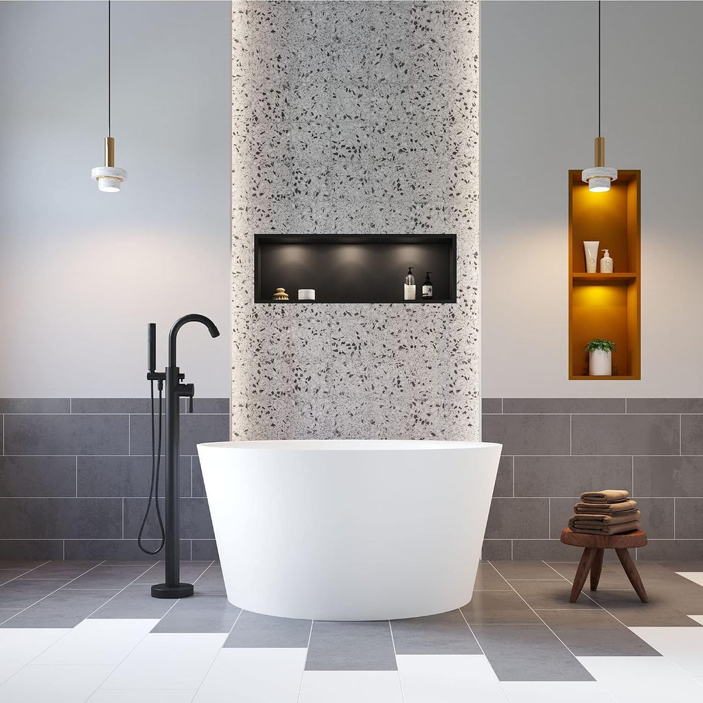 Dowell 078 48' Round Luxury Stone Resin Solid Surface Freestanding Bathtub White Modern-Roud 48'