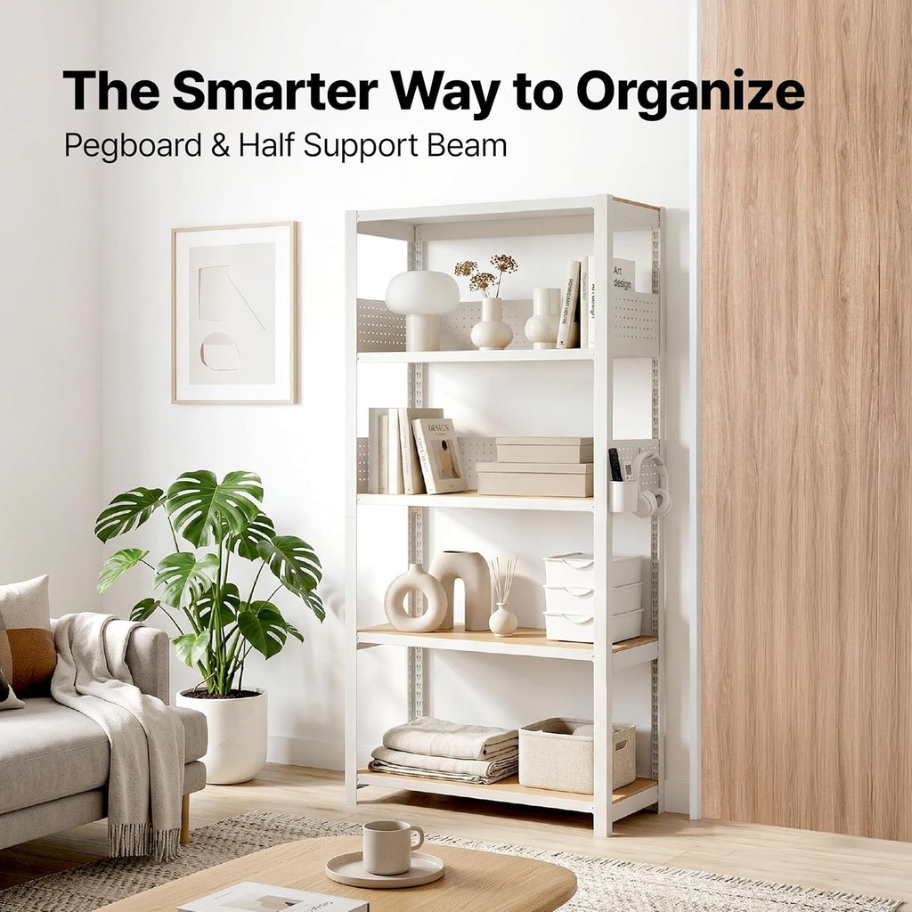 HOMEDANT 24' W Pegboards Storage Rack 5-Tier Heavy Duty Boltless Metal Utility Shelving Unit for Pantry Garage 1Pack
