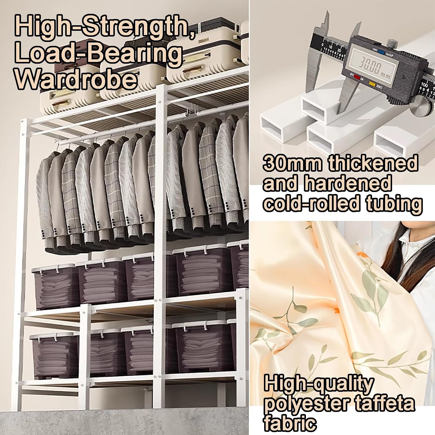67.7 in Heavy Duty Portable Closet with Cover Foldable Covered Clothes Rack Armoire Wardrobe Storage Garment Racks