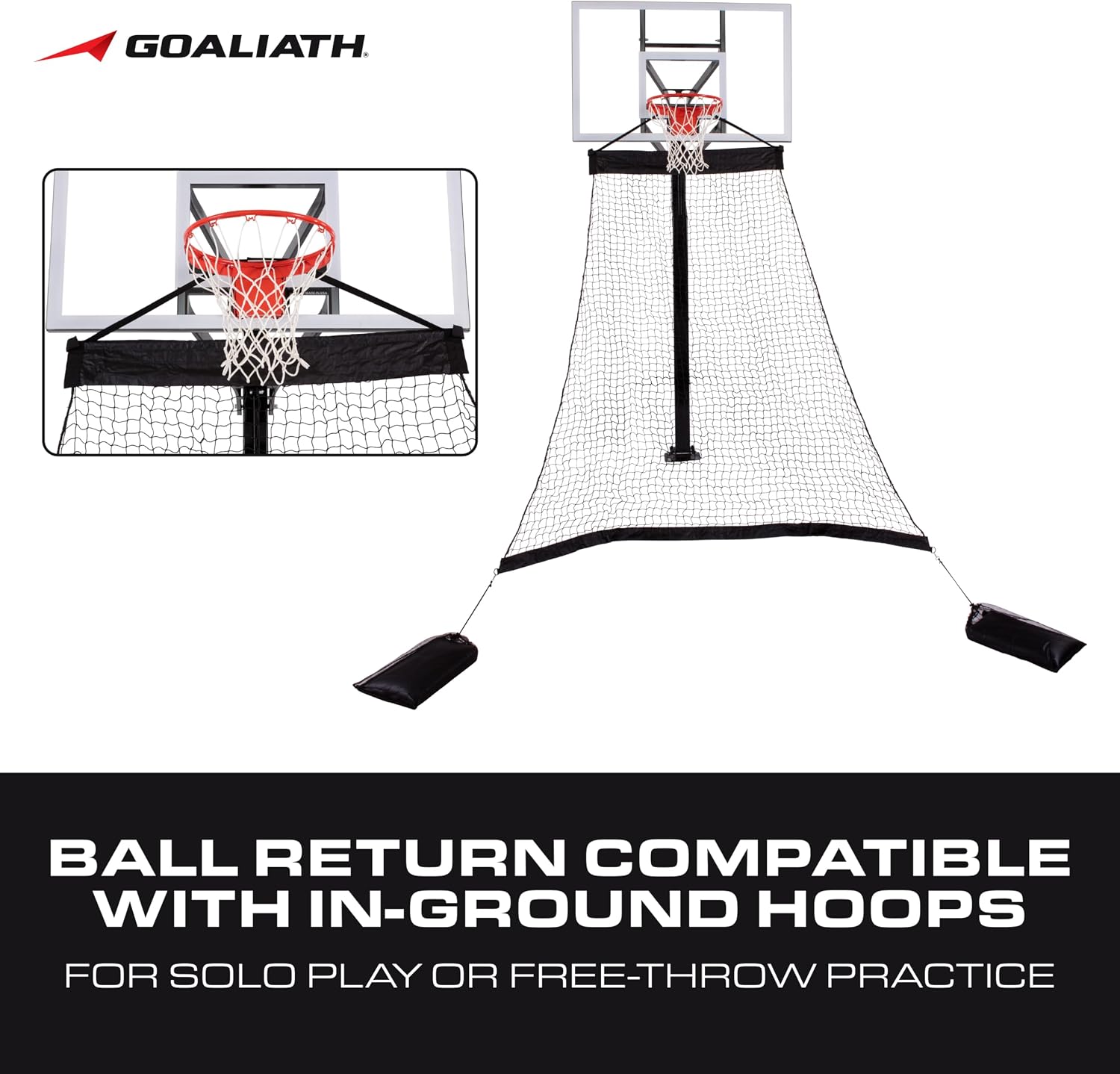 Goalrilla Basketball Hoop Return System Great for Solo Play or Free-Throw Practice and Compatible with Most In Ground Hoops , Black