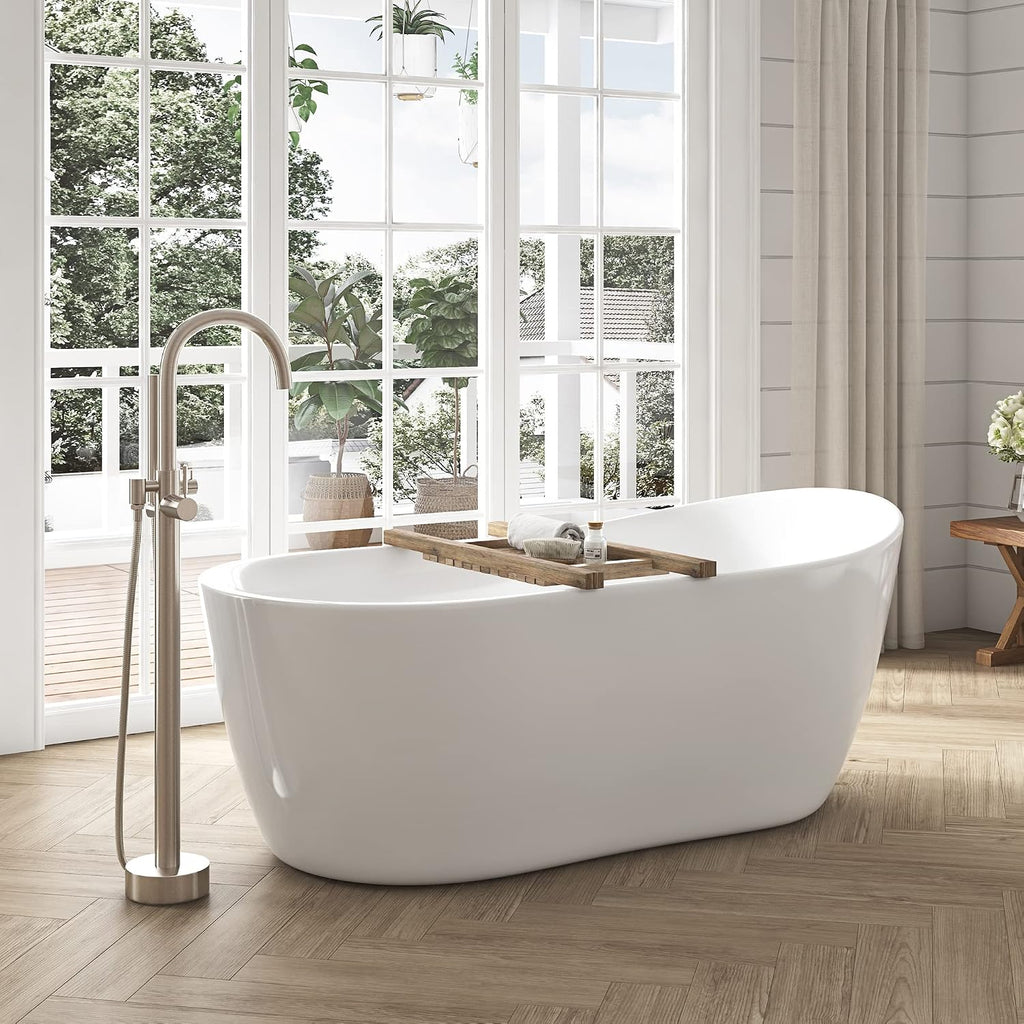 OVE Decors Isaac 58 in. Seamless White Acrylic Freestanding Slipper Bathtub