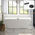 FerdY Sentosa 67' Acrylic Freestanding Bathtub, Contemporary Design Soaking Tub with Matte Black Drain& Bath Pillow for Bathtub,Thick Tub Pillows, Ergonomic Support