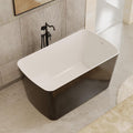Casainc 49' Acrylic Freestanding Bathtubs, Square Shaped Japanese Soaking Tub with Seat Design, Chrome Drain & Overflow, cUPC Certified (Black)