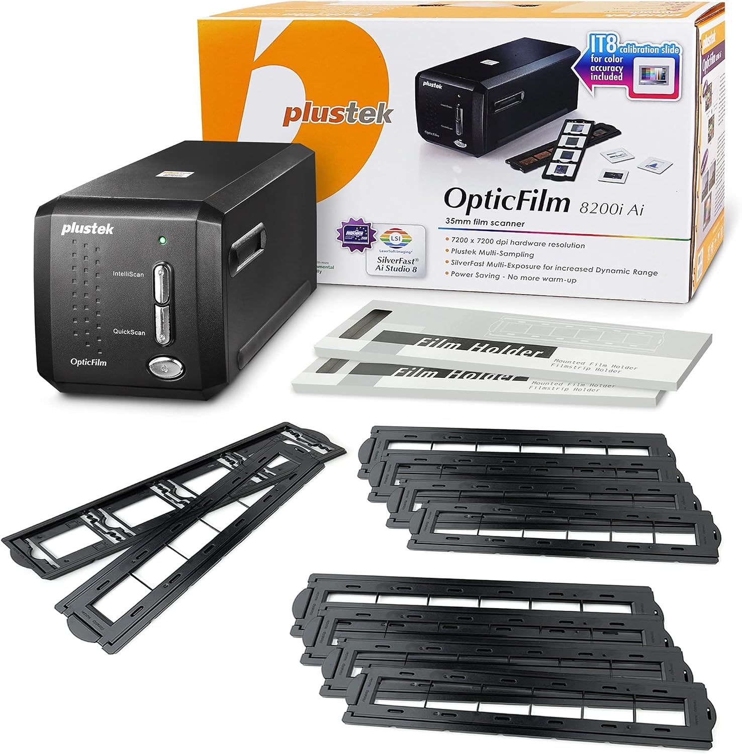 Plustek OpticFilm 8200i Ai Film & Slide Scanner Converter + 35mm Negative Film Stripe kit x 4