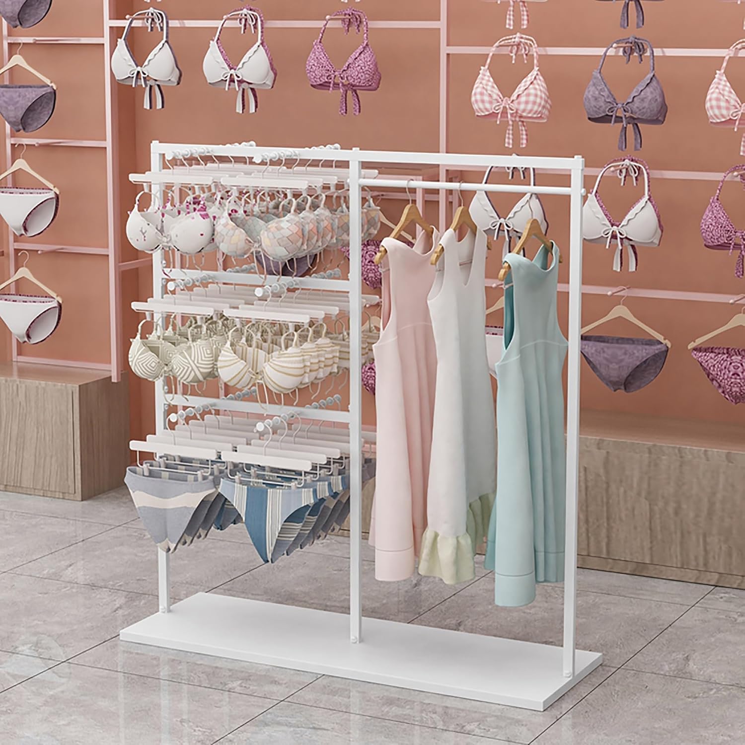 Coat Rack Stand,Metal Garment Rack,Creative Gold Underwear Shorts Shelf,Free-Standing Retail Display Clothes Racks,Underwear Display Stands,Commercial Shelves(Gold 120x40x130cm)