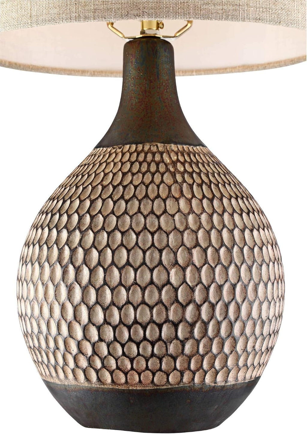 360 Lighting Emma 21' High Small Mid Century Modern Accent Table Lamps Set of 2 Brown Wood Finish Ceramic Oatmeal Shade Living Room Bedroom Bedside Nightstand House Office Home Kitchen