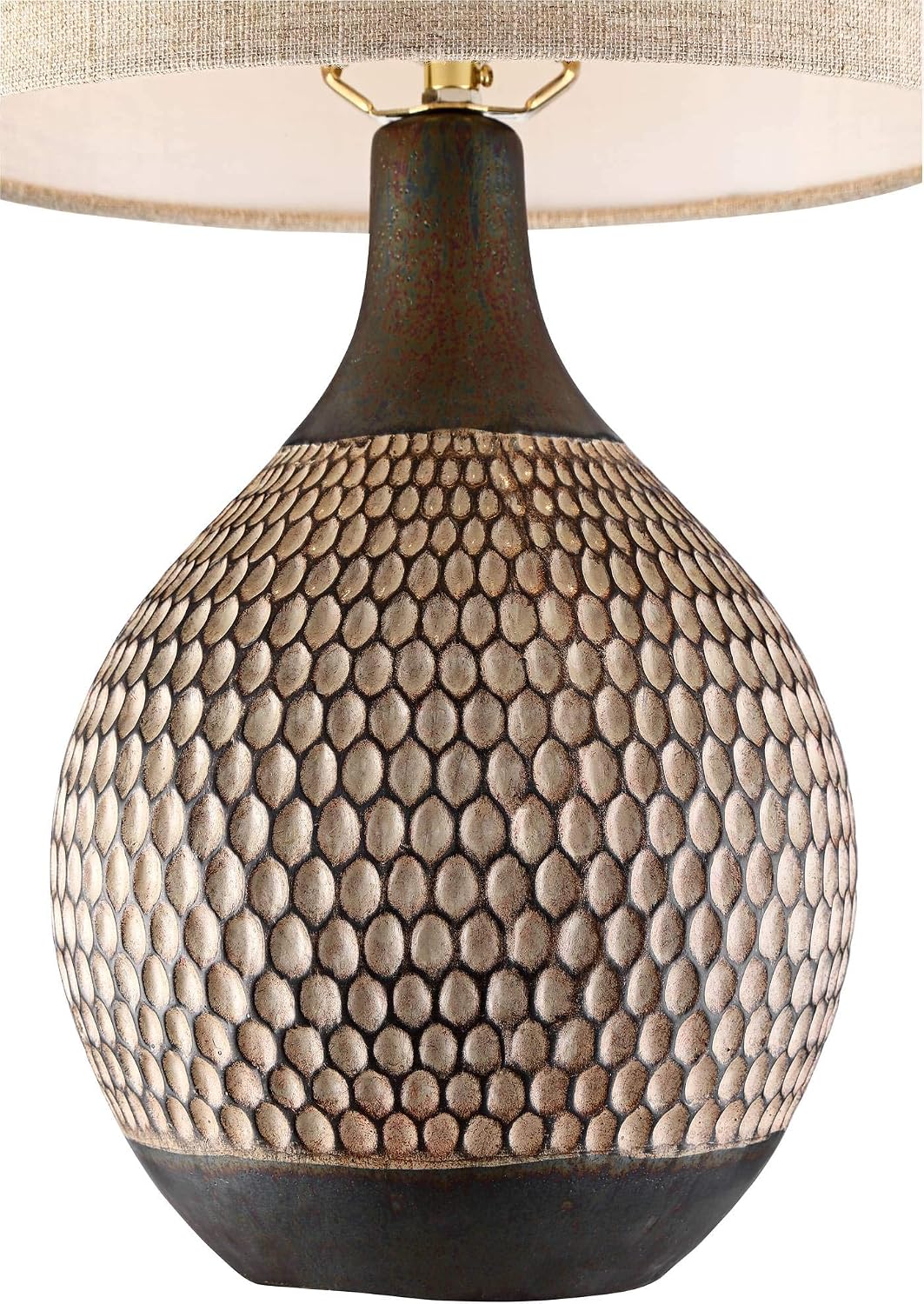 360 Lighting Emma 21' High Small Mid Century Modern Accent Table Lamps Set of 2 Brown Wood Finish Ceramic Oatmeal Shade Living Room Bedroom Bedside Nightstand House Office Home Kitchen