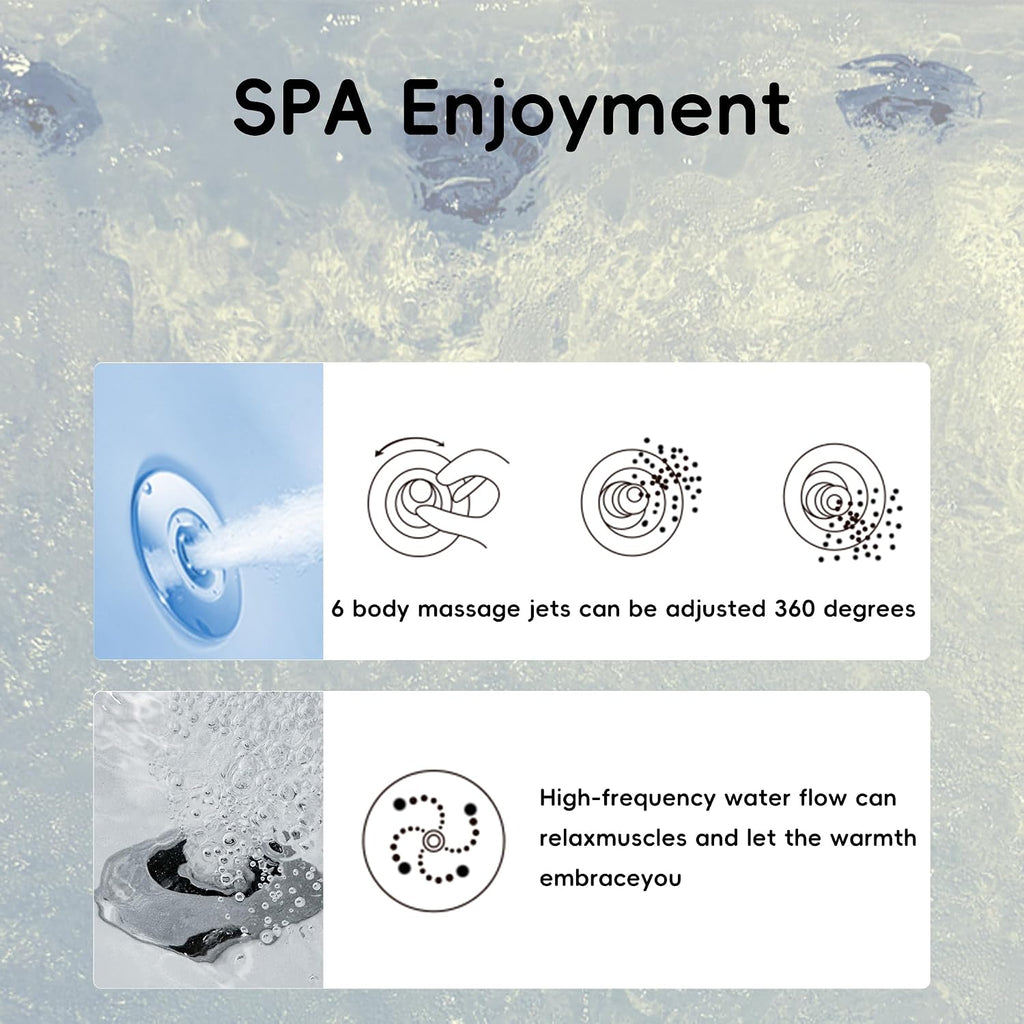 67'x31.5' Jetted Tubs with 6 Whirlpool Nozzles and 8 Air Bubbles, White Freestanding Massage Whirlpool Bathtub, Hydro Massage, Color-Changing LED Chromatherapy, Air type control switch