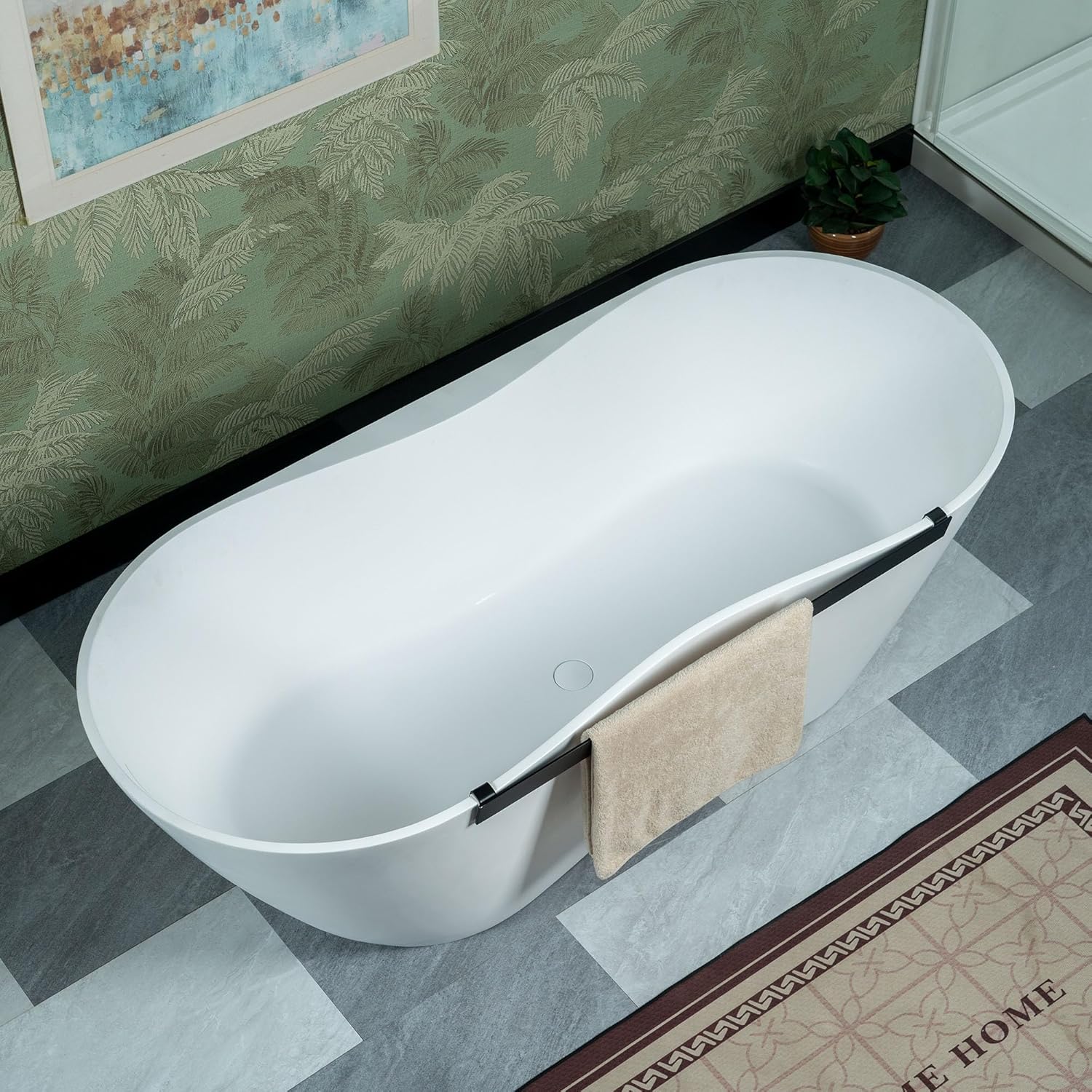 WOODBRIDGE 71' L x 31-1/2' W Luxury Contemporary Solid Surface Stone Resin Freestanding Bathtub in Matte White