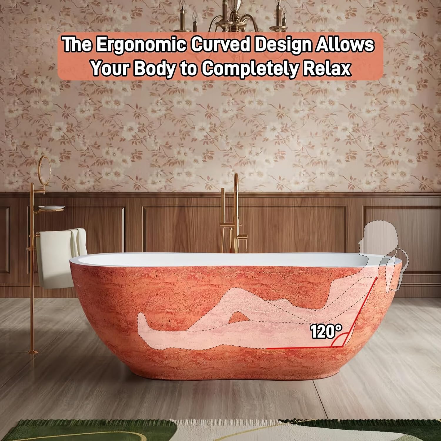 67' Edeyeu Freestanding Bathtub - Solid Surface Soaking Tub, Designer Luxury Deep Free Standing Tub, Sleek & Modern Bathtub for High-End Bathroom and Spa, Blue