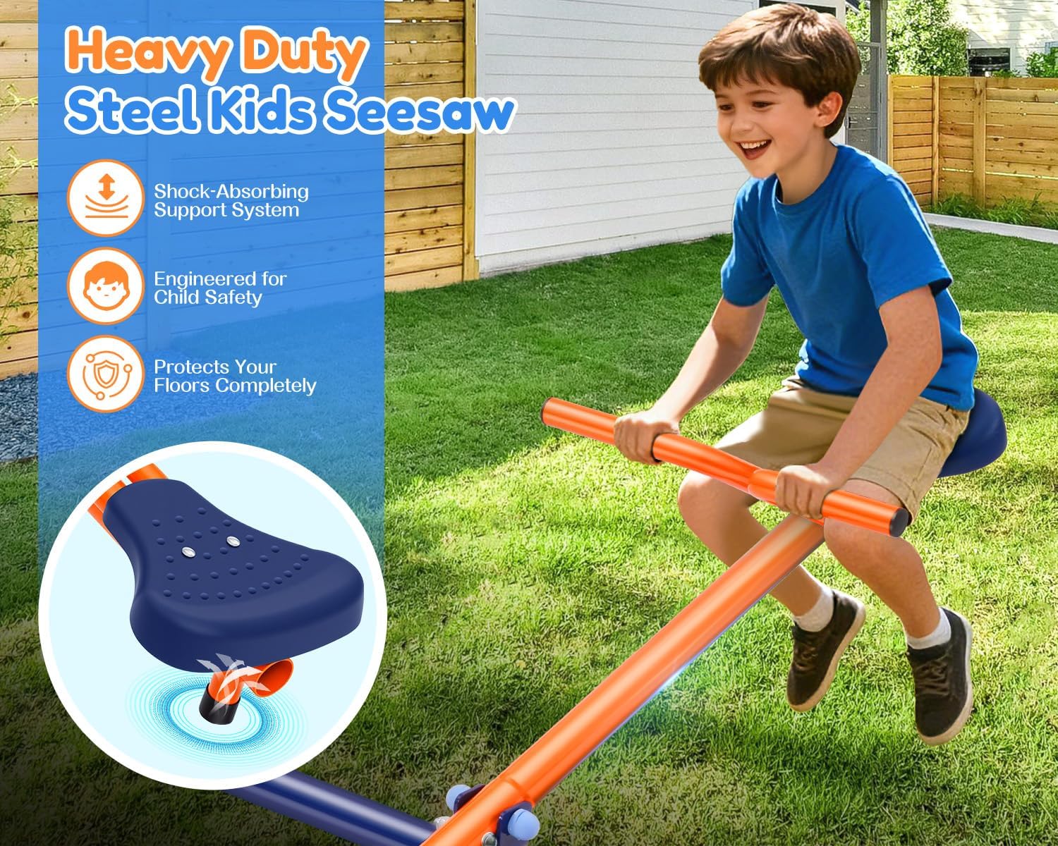 Swing Sets for Backyard Kids 3-12, Outdoor Playground Swingset with Slide&Teeter-Totter,700LBS Heavy Duty Swing Set with 2 Adjustable Swings,Ring Trapeze Bar- Large Metal Playset for Toddlers Children