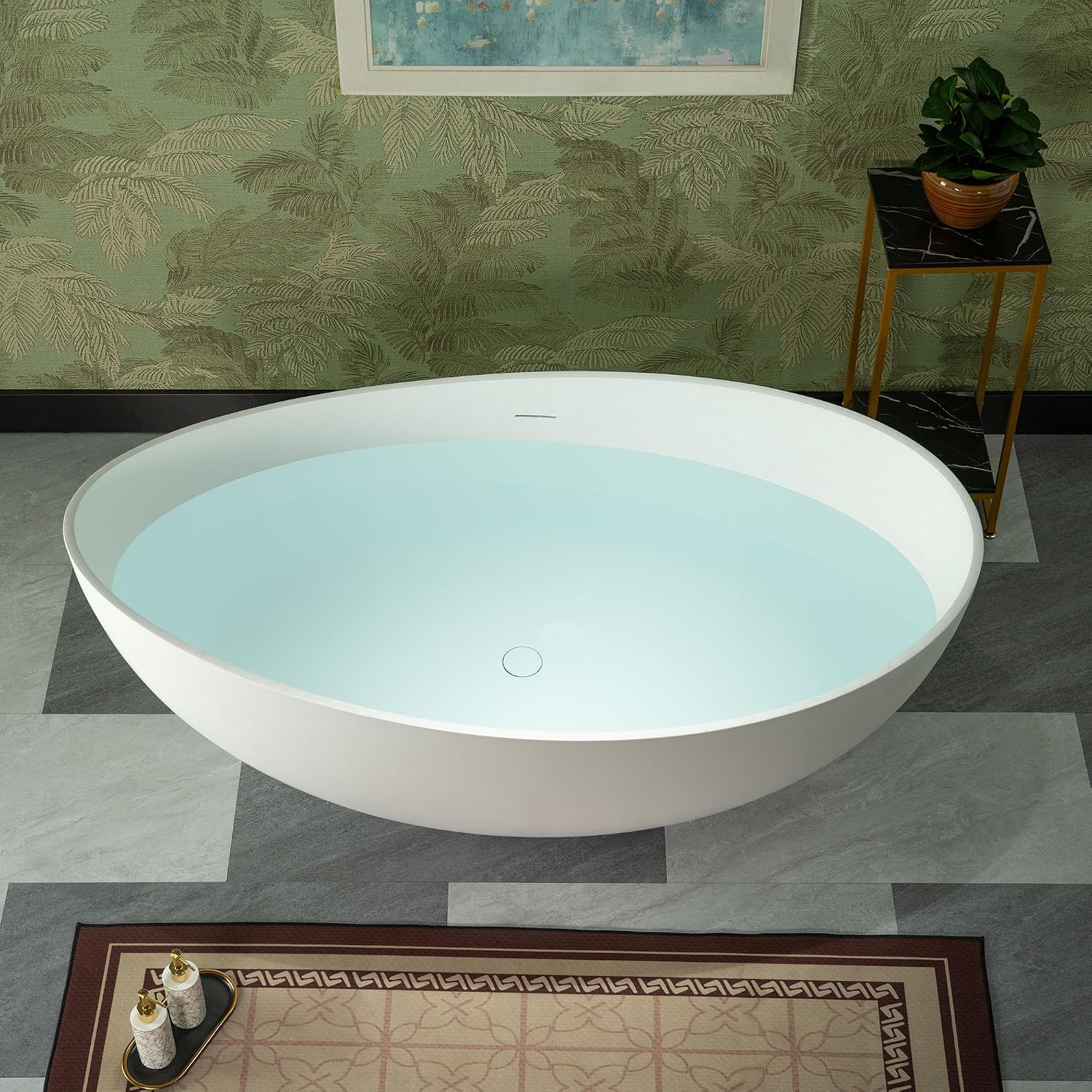 WOODBRIDGE 63' L x 35-3/8' W Luxury Contemporary Solid Surface Stone Resin Freestanding Bathtub in Matte White