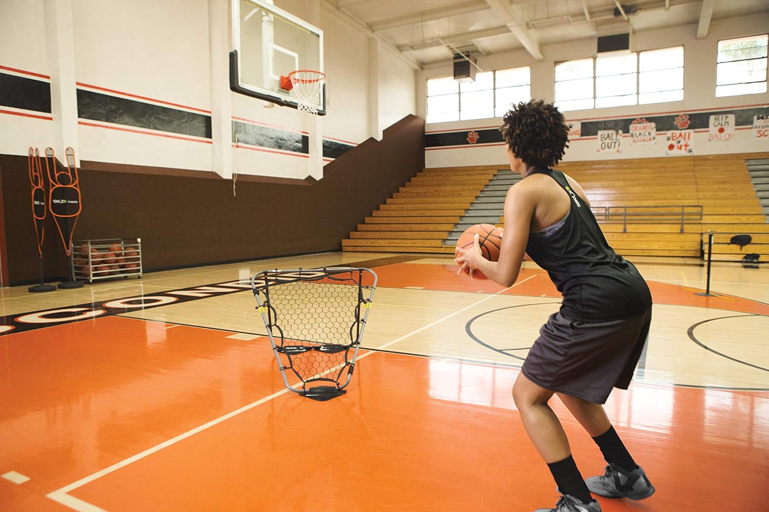 SKLZ Solo Assist Portable Basketball Practice Rebounder, 42-Inch – Training Tool for Shooting, Passing, and Dribbling – Durable, Easy Setup Basketball Training Aid for Home or Court Use