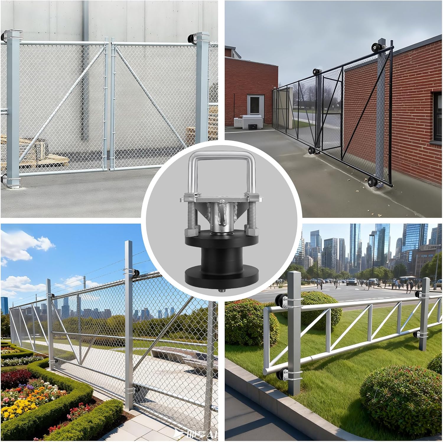 Sliding Gate Rollers, Nylon Cantilever Rolling Hardware for 4' Square Post x 2' Chain Link Fence Gate Frame - Pack of 4
