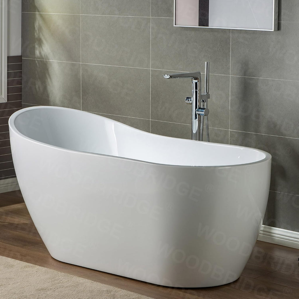 WOODBRIDGE Contemporary Single Handle Floor Mount Freestanding Tub Filler Faucet with Hand shower in Chrome Finish,F0013CH