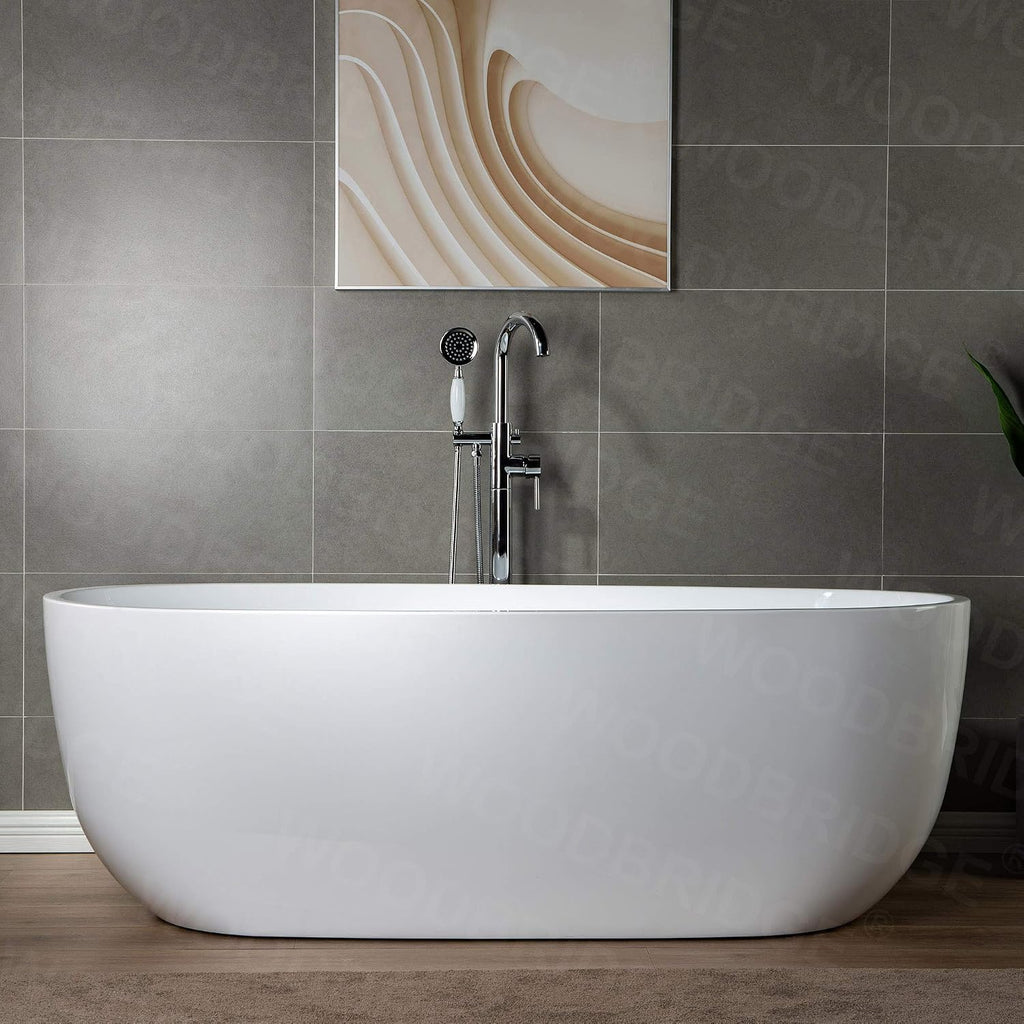 WOODBRIDGE WOODBRIDGEE Contemporary Single Handle Floor Mount Freestanding Tub Filler Faucet with Hand Shower in (Chrome) Finish,F0002-CHVT, Chorme I
