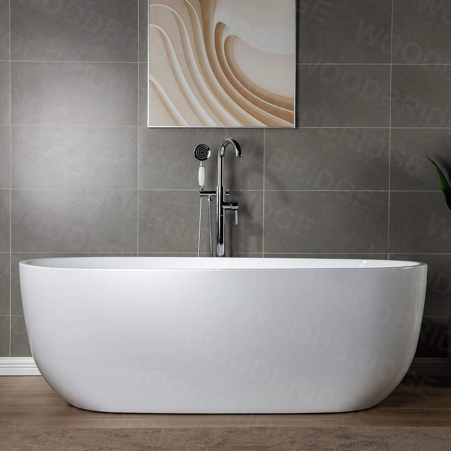 WOODBRIDGE WOODBRIDGEE Contemporary Single Handle Floor Mount Freestanding Tub Filler Faucet with Hand Shower in (Chrome) Finish,F0002-CHVT, Chorme I