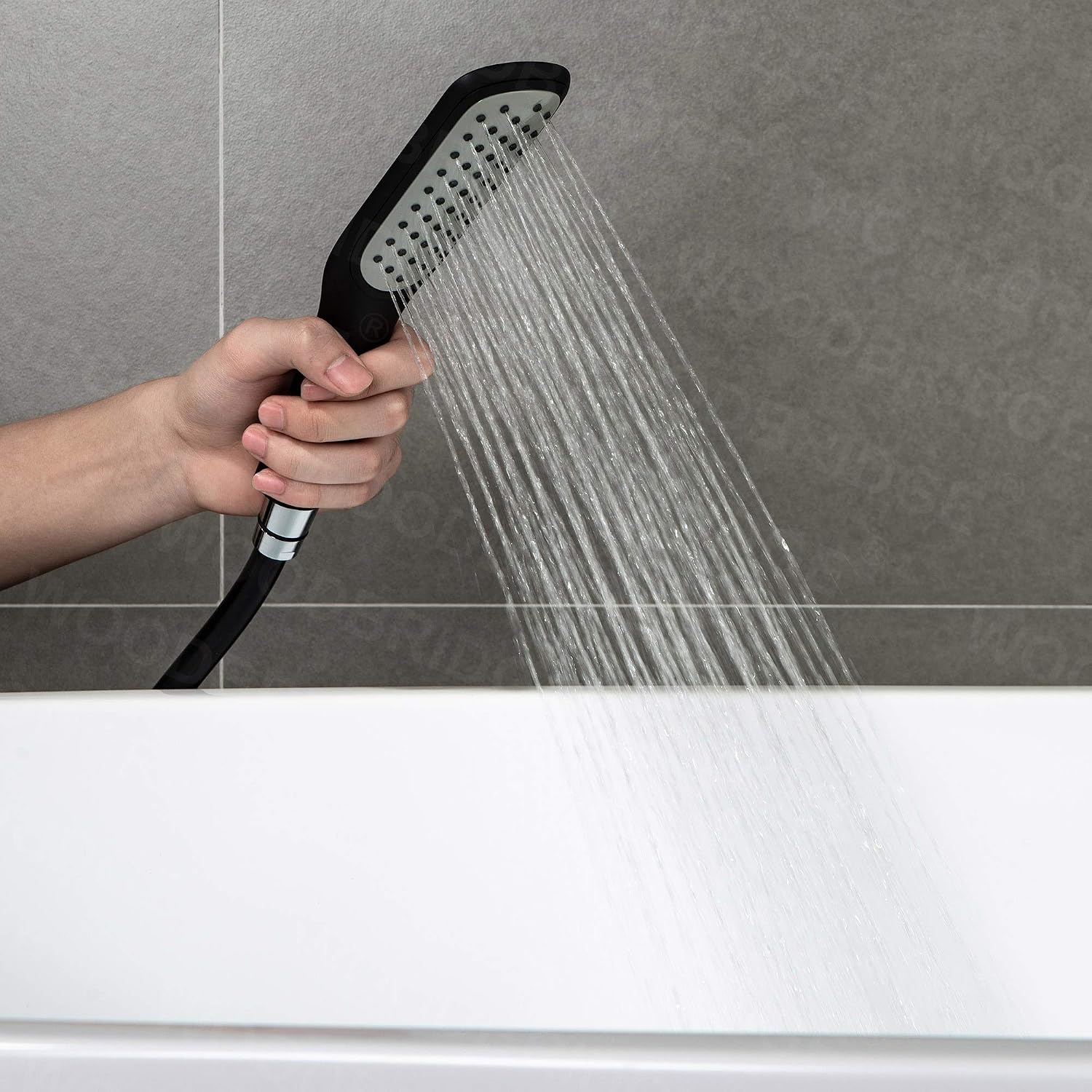 WOODBRIDGE High Flow Rate 8 GPM Freestanding Tub Filler Faucet with Hand Shower, Matte Black,F0025MBSQ