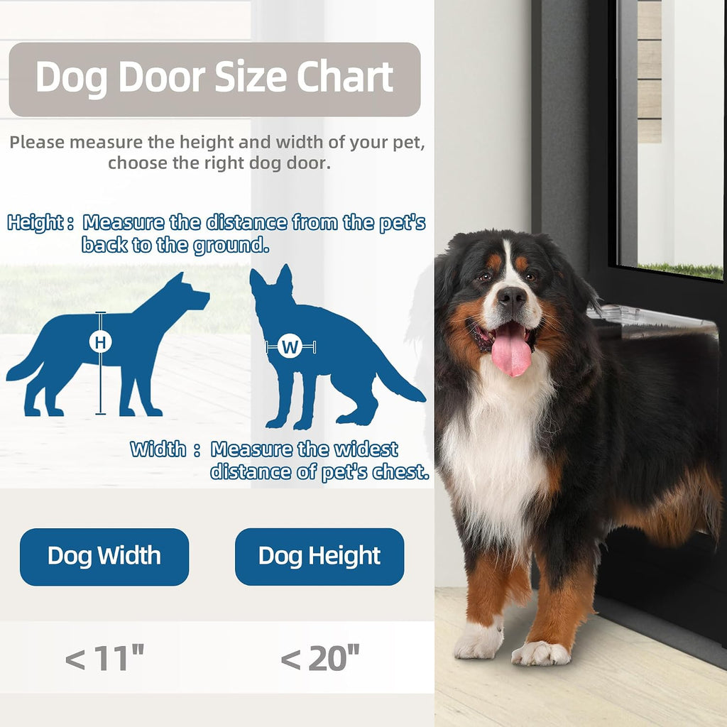 Elevon Dog Door for Sliding Glass Door, Doggie Door Insert with Magnetic Closing Latch Plate, Adjustable Height 83'-91' Slider Height, Patio Pets Door for Dogs, No-Cut Install, Black