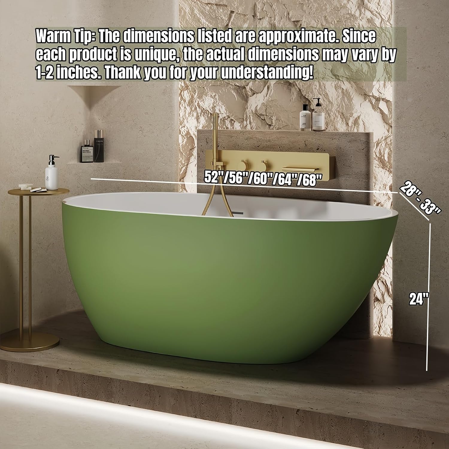52' Edeyeu Oval Freestanding Bathtub - Extra Deep Soaker Tub With Premium Acrylic, Ergonomic Solid Surface Stand Alone Bathtub, Modern Freestanding Bathtubs For Spa Experience Pink A