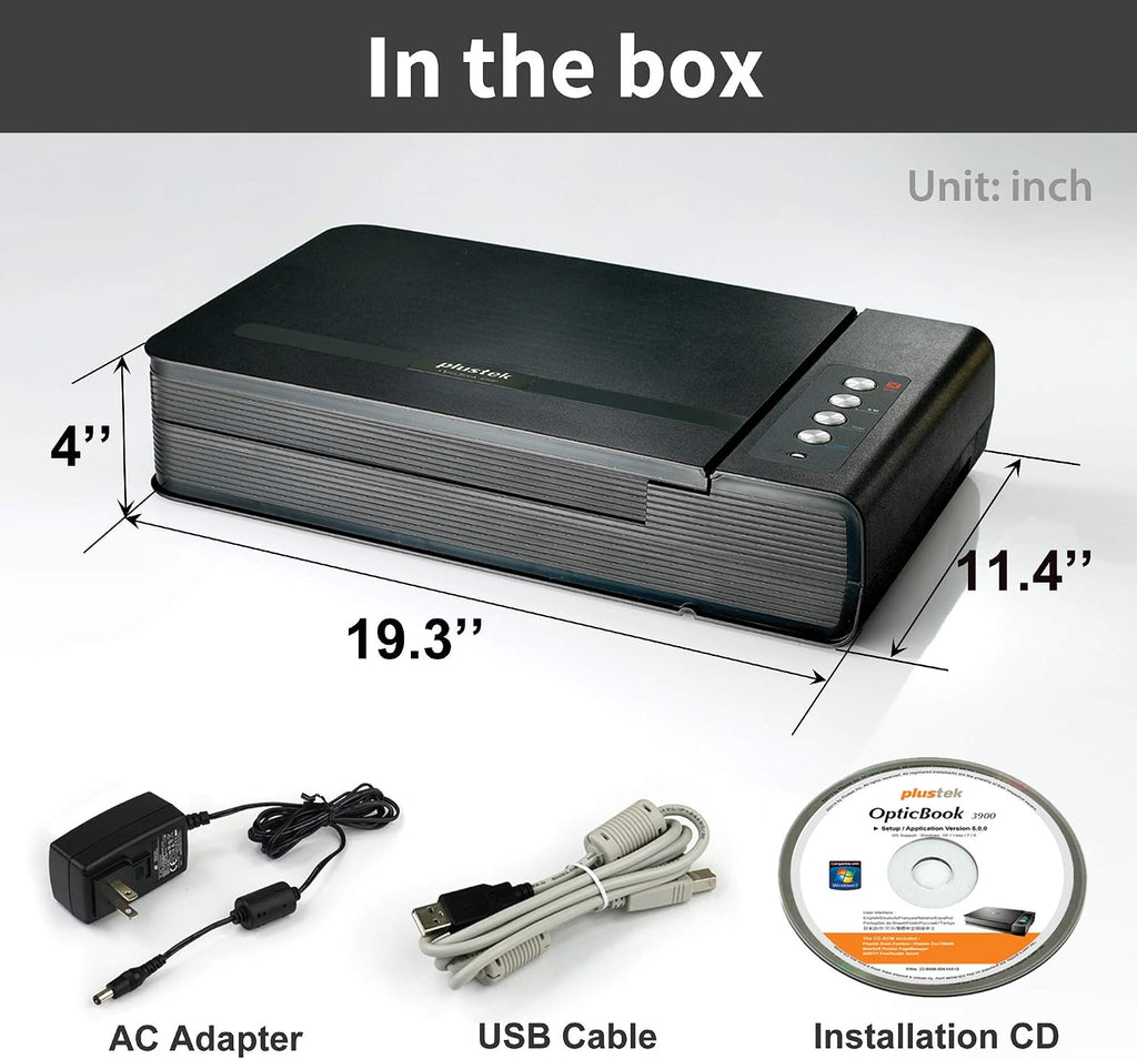 Plustek OpticBook 4900 Scanner with Bookmaker - Simplify scanning and Make Your Paper/Document Digitized & Organized with Software to Archive, Look up and Share Files.