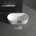 59' Acrylic Freestanding Soaking Bathtub with Striped Design, Bathroom Tub Includes Overflow Cover, Pop-Up Drain, Hidden Drainage System, Easy Installation, cUPC Certified, Glossy White Finish