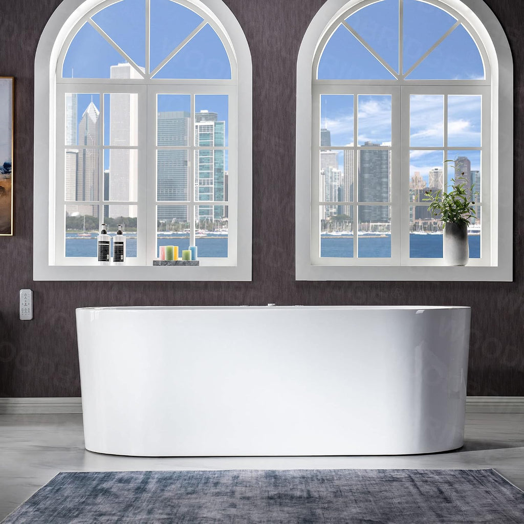 WOODBRIDGE 67' Air Bubble and Whirlpool Jetted Freestanding Bathtub B0030 / BTS1606