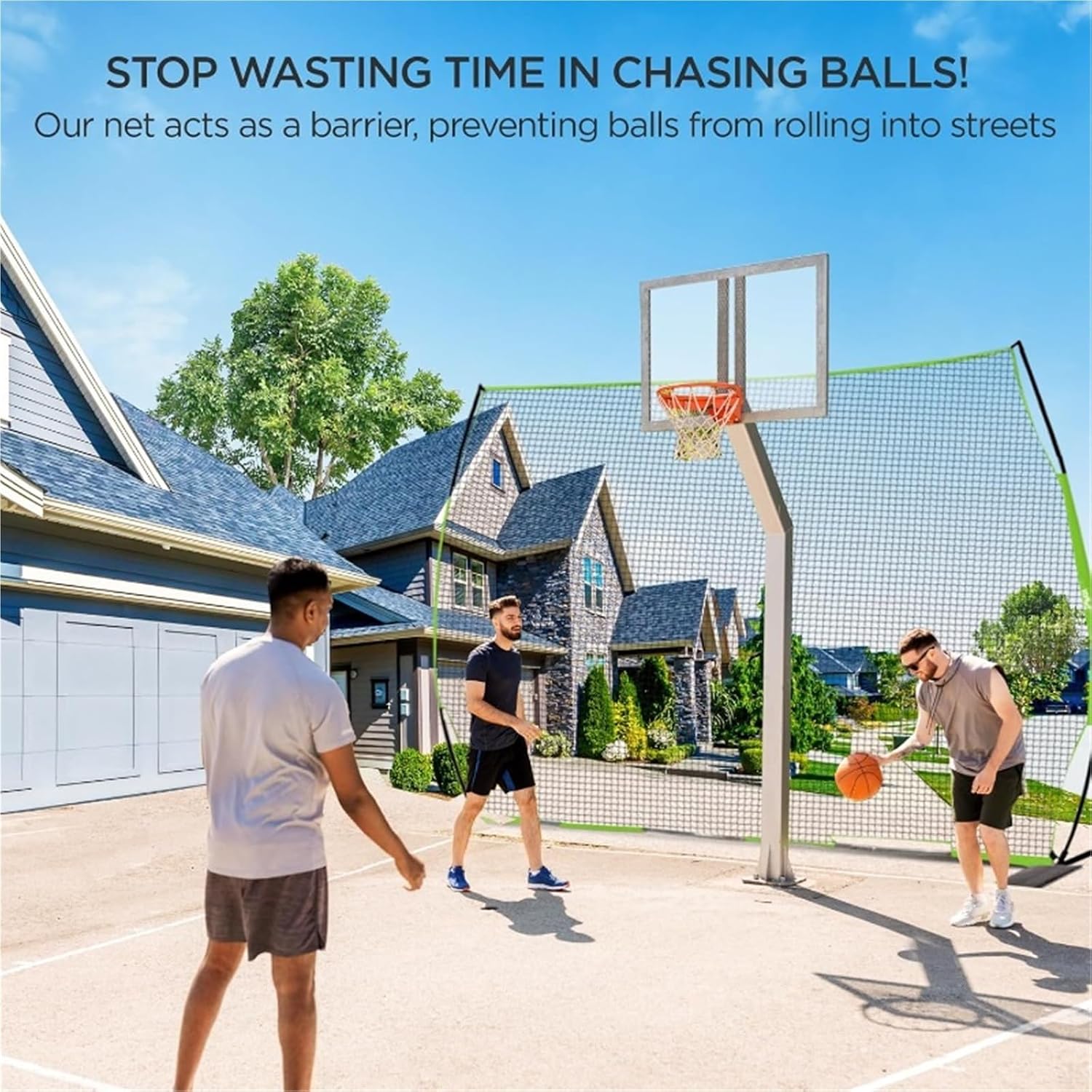 Basketball Net Catcher Basketball Backstop Net Basketball Barrier Nets for Backyard 12 x 10 ft Rebounder to Guard Rebound for Baseball, Softball, Lacrosse, Soccer, Basketba