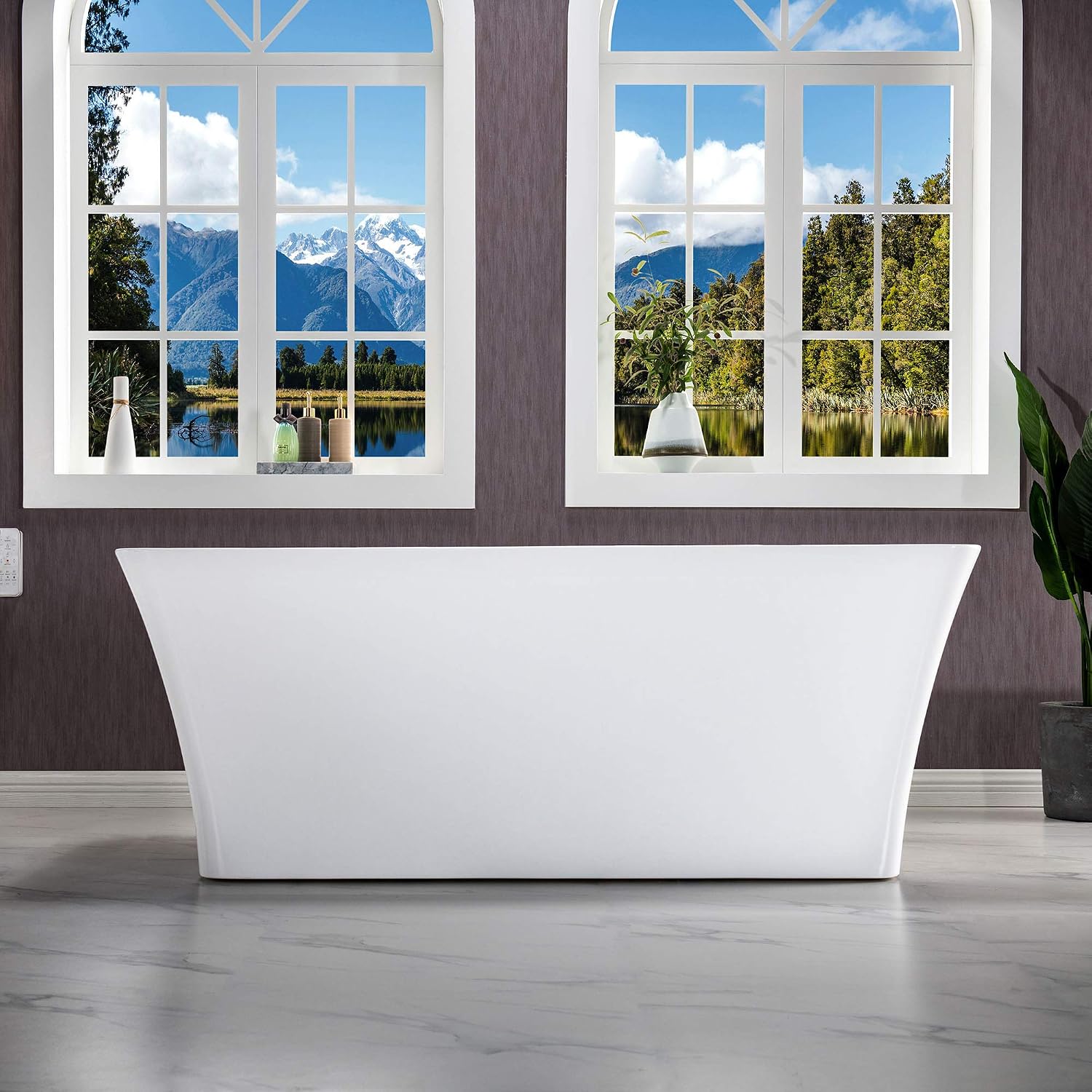 WOODBRIDGE 59'Freestanding White Acylic Soaking Bathtub with Chrome Drain and Overflow,BTA1509 -C-Drain &O
