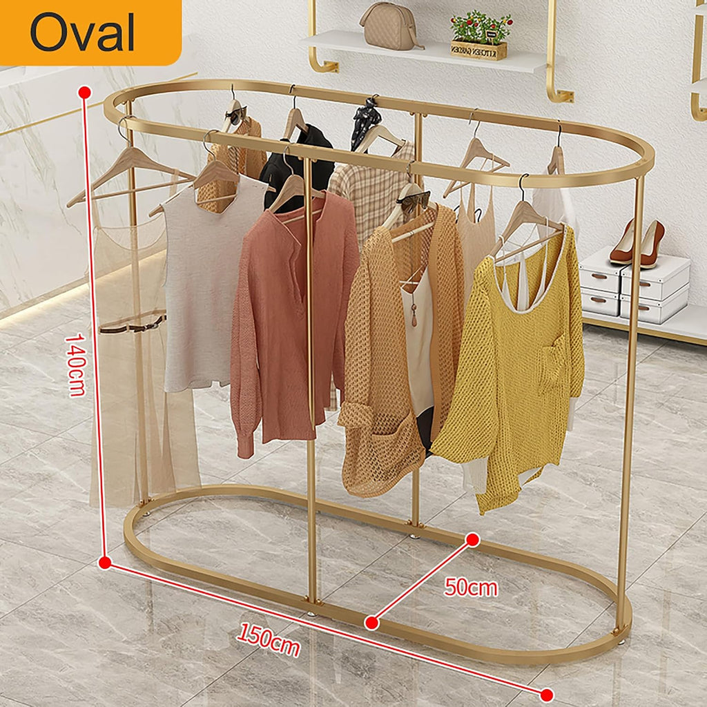 Black Modern Black Metal Hanging Rod Freestanding Garment Rack for Bedroom Hall Clothes Store and Boutique Creative Display in Boutique Clothing Stores,Silver L150cm H140cm