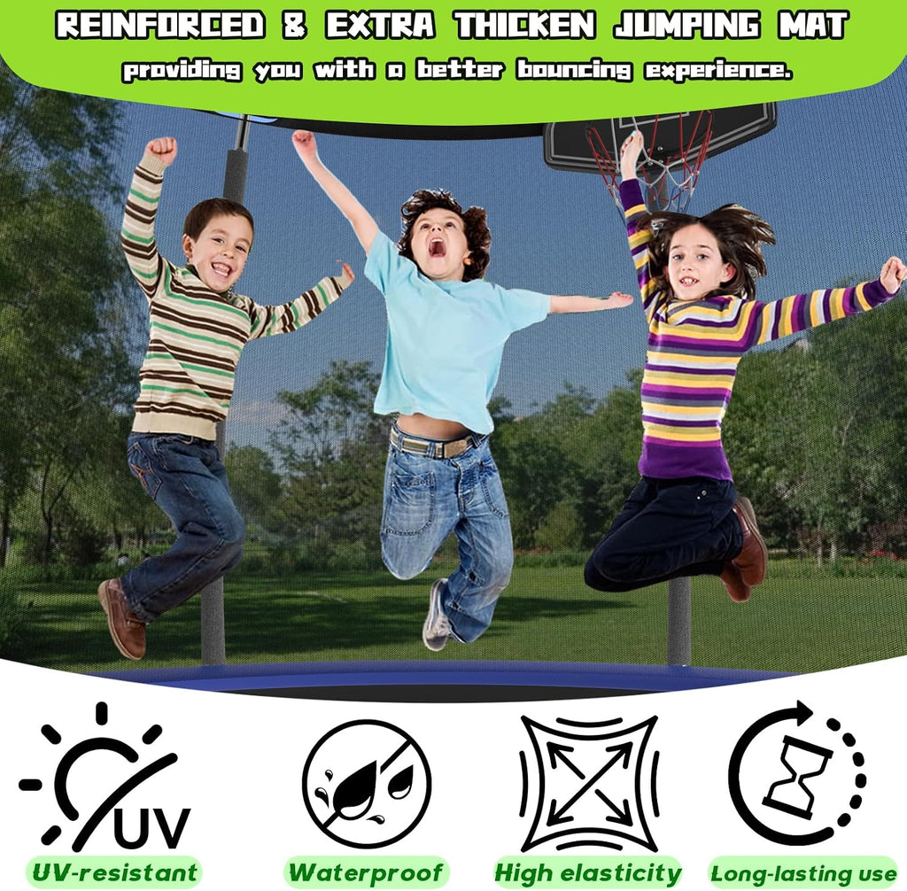 Tranpoline 10FT 12FT 14FT 16FT Tranpoline for Kids with Safety Enclosure Net Recreational Tranpoline for Adults ASTM Approval Backyard Outdoor Tranpoline with Basketball Hoop