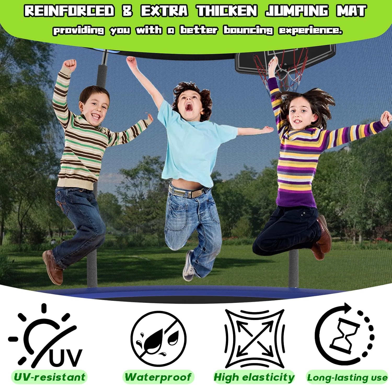 Tranpoline 10FT 12FT 14FT 16FT Tranpoline for Kids with Safety Enclosure Net Recreational Tranpoline for Adults ASTM Approval Backyard Outdoor Tranpoline with Basketball Hoop