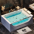 Homary 70.8' Whirlpool Bathtub with Thermostat Control, 2-Person Jetted Bathtub 3-Sided Apron Acrylic Soaking Tub with Jets, Lighted, Heater & Chromatherapy for Home Spa