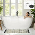 FerdY 67' Acrylic Freestanding Bathtub, Contemporary Soaking tub with Matte Black Drain & Overflow, cUPC Certified, Elegant Oval Shape, Tahiti