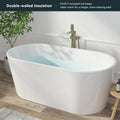 FerdY Shangri-La 59' Acrylic Freestanding Bathtub, Gracefully Shaped Soaking Bathtub, White, cUPC Certified, Brushed Nickel Drain & Bath Pillow for Bathtub,Thick Tub Pillows, Breathable 4D Air Mesh