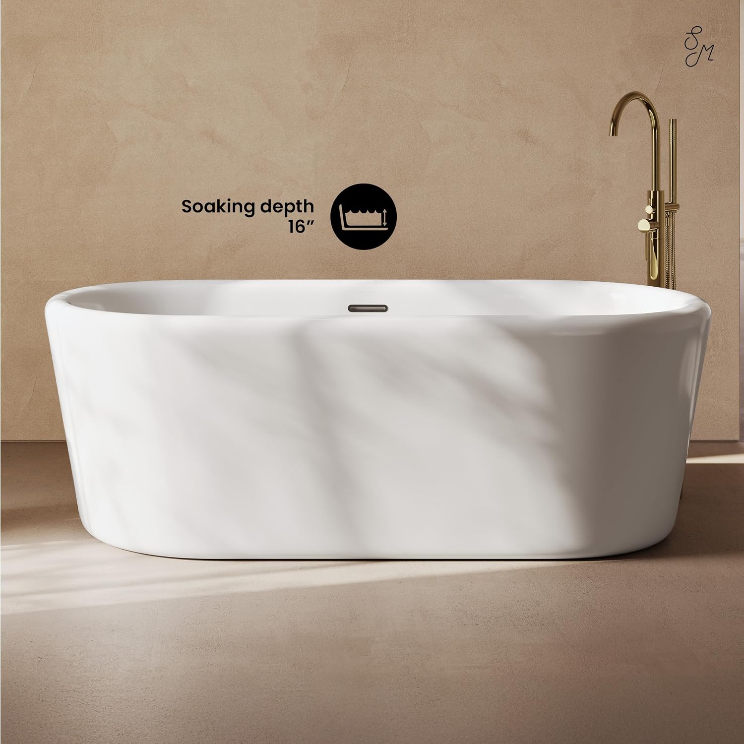 Swiss Madison Nanterre 68' Soaking Freestanding Bathtub in Glossy White, Drain Included